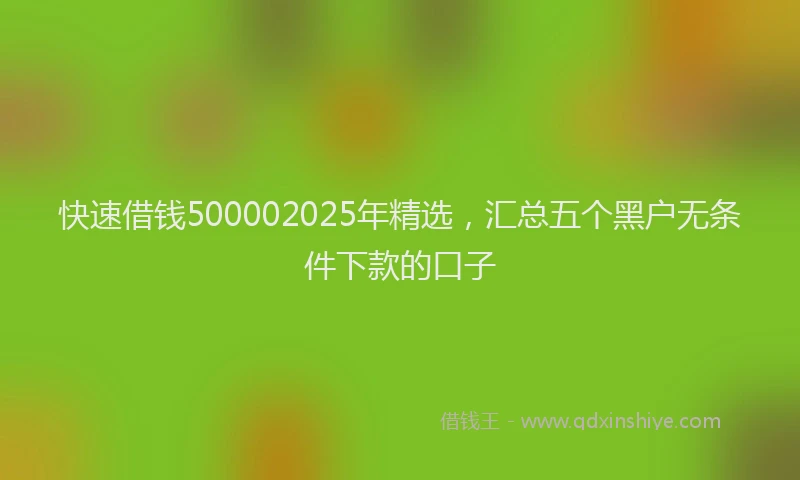 快速借钱500002025年精选，汇总五个黑户无条件下款的口子