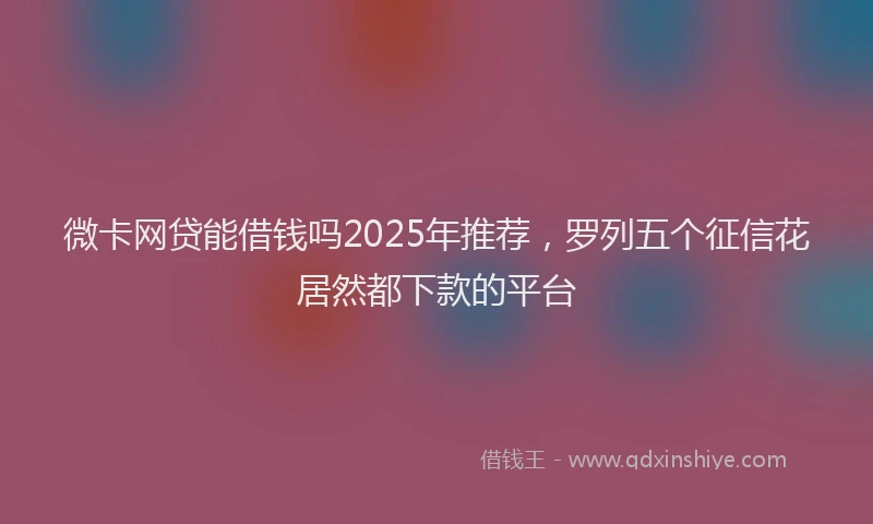 微卡网贷能借钱吗2025年推荐，罗列五个征信花居然都下款的平台
