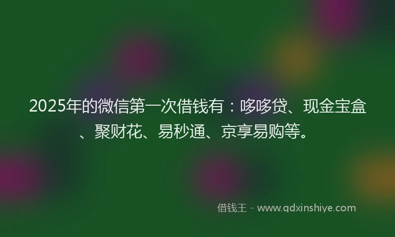 2025年的微信第一次借钱有：哆哆贷、现金宝盒、聚财花、易秒通、京享易购等。