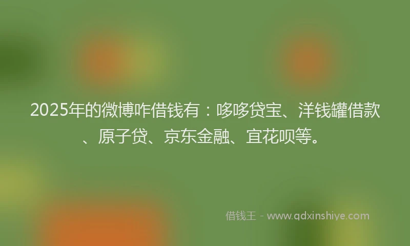 2025年的微博咋借钱有：哆哆贷宝、洋钱罐借款、原子贷、京东金融、宜花呗等。