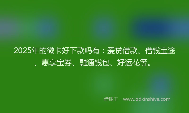 2025年的微卡好下款吗有：爱贷借款、借钱宝途、惠享宝券、融通钱包、好运花等。