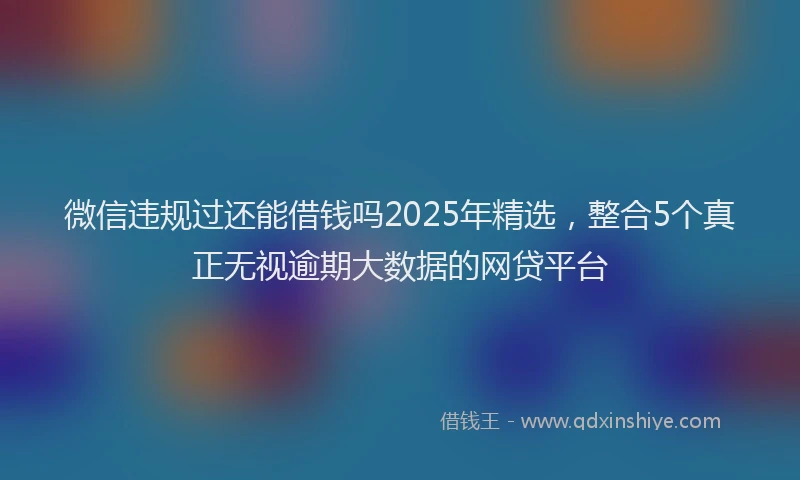 微信违规过还能借钱吗2025年精选，整合5个真正无视逾期大数据的网贷平台