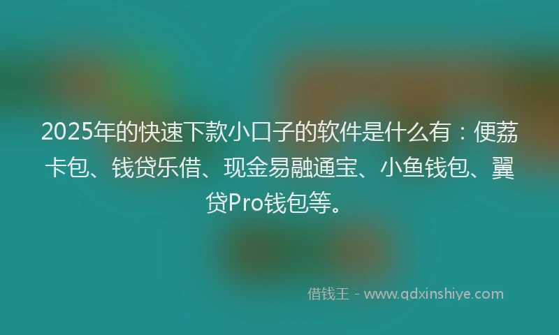 2025年的快速下款小口子的软件是什么有：便荔卡包、钱贷乐借、现金易融通宝、小鱼钱包、翼贷Pro钱包等。