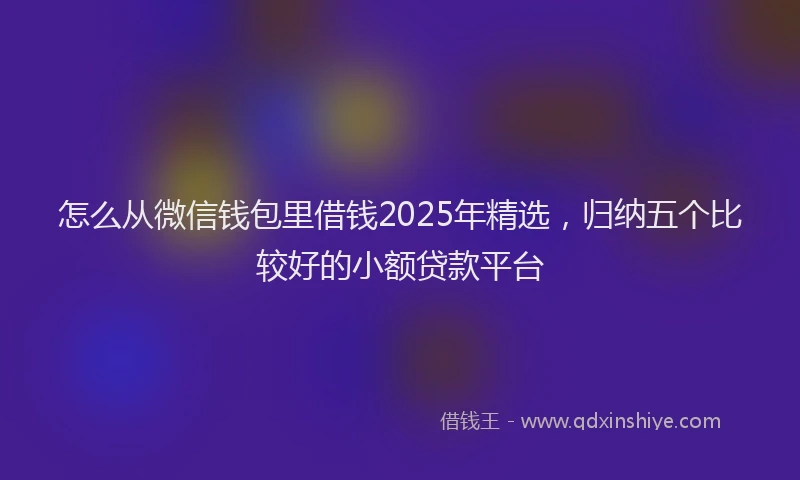 怎么从微信钱包里借钱2025年精选，归纳五个比较好的小额贷款平台