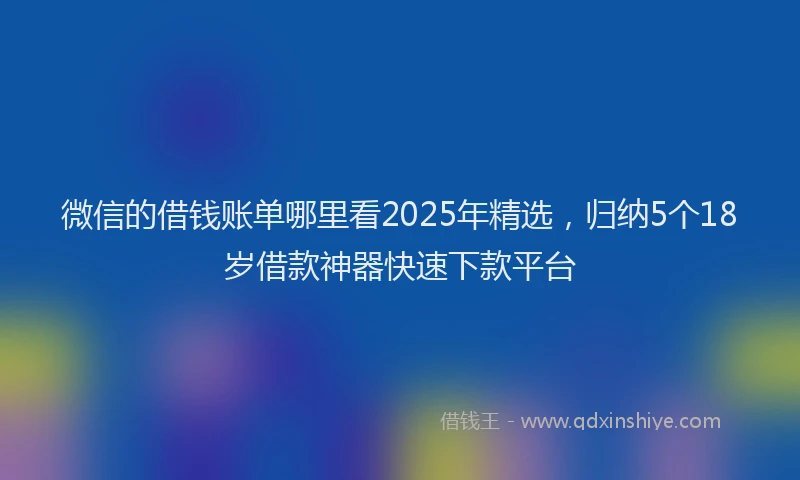 微信的借钱账单哪里看2025年精选，归纳5个18岁借款神器快速下款平台