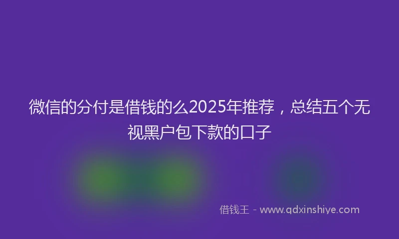 微信的分付是借钱的么2025年推荐，总结五个无视黑户包下款的口子
