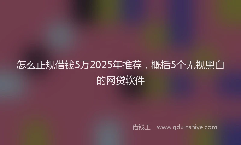 怎么正规借钱5万2025年推荐，概括5个无视黑白的网贷软件