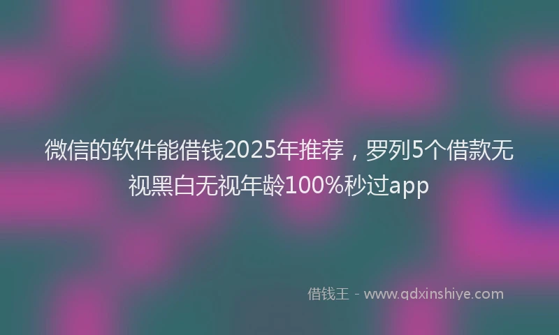 微信的软件能借钱2025年推荐，罗列5个借款无视黑白无视年龄100%秒过app