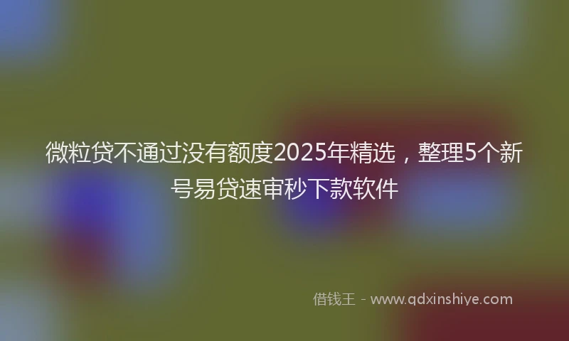 微粒贷不通过没有额度2025年精选，整理5个新号易贷速审秒下款软件
