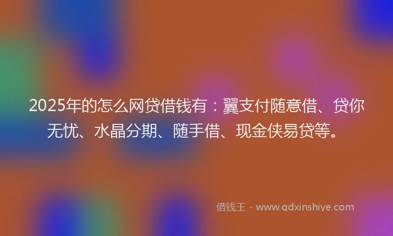 2025年的怎么网贷借钱有：翼支付随意借、贷你无忧、水晶分期、随手借、现金侠易贷等。