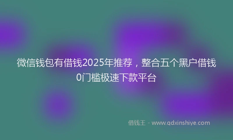 微信钱包有借钱2025年推荐，整合五个黑户借钱0门槛极速下款平台