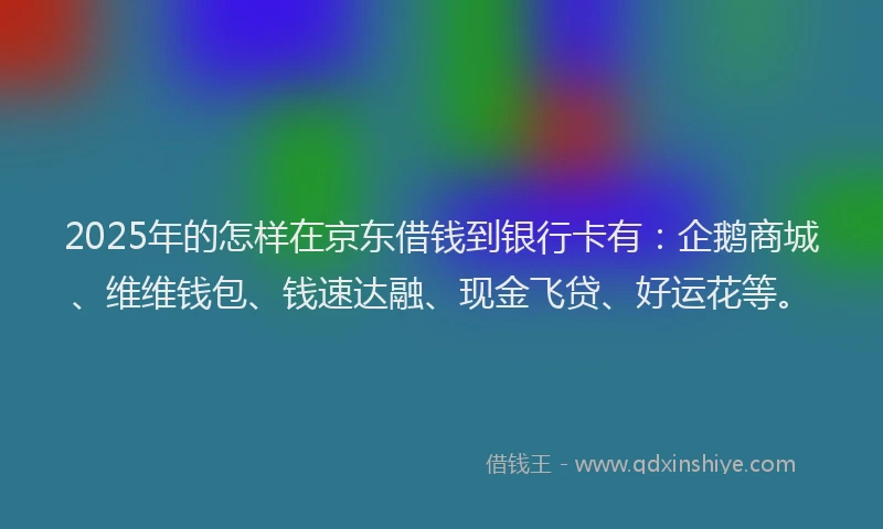 2025年的怎样在京东借钱到银行卡有：企鹅商城、维维钱包、钱速达融、现金飞贷、好运花等。
