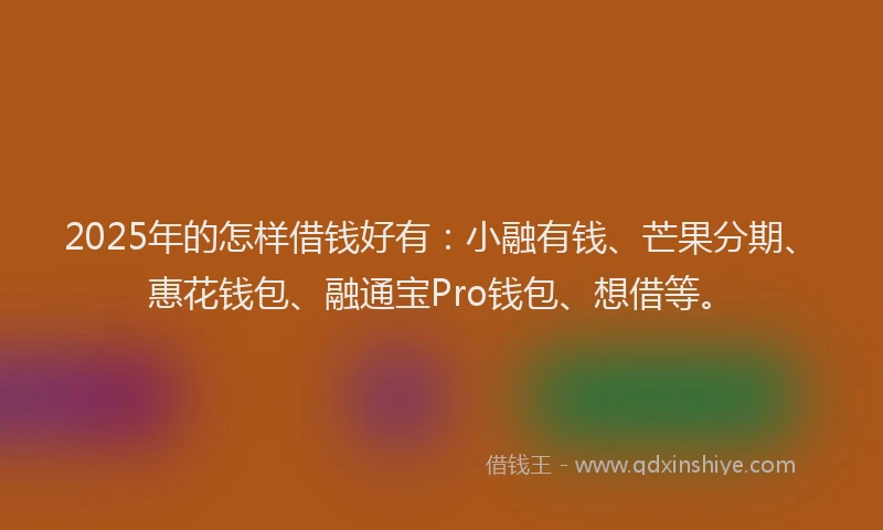 2025年的怎样借钱好有：小融有钱、芒果分期、惠花钱包、融通宝Pro钱包、想借等。