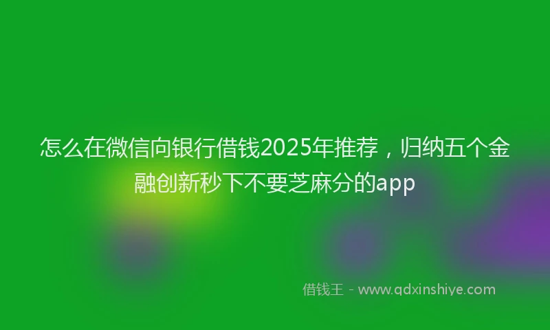 怎么在微信向银行借钱2025年推荐，归纳五个金融创新秒下不要芝麻分的app