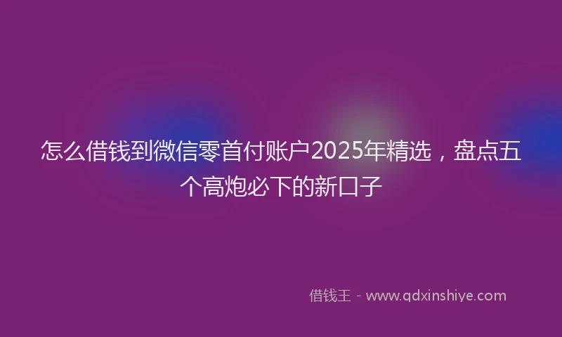 怎么借钱到微信零首付账户2025年精选，盘点五个高炮必下的新口子