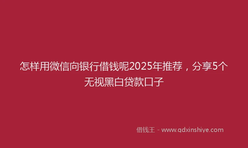 怎样用微信向银行借钱呢2025年推荐，分享5个无视黑白贷款口子