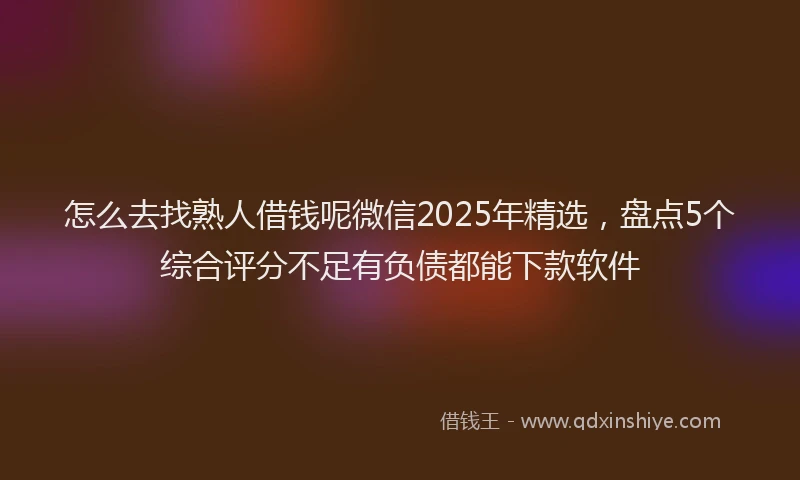 怎么去找熟人借钱呢微信2025年精选，盘点5个综合评分不足有负债都能下款软件