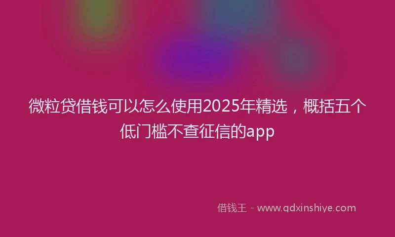 微粒贷借钱可以怎么使用2025年精选，概括五个低门槛不查征信的app