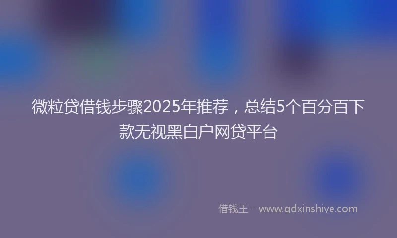 微粒贷借钱步骤2025年推荐，总结5个百分百下款无视黑白户网贷平台