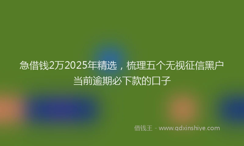 急借钱2万2025年精选，梳理五个无视征信黑户当前逾期必下款的口子