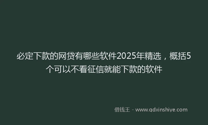 必定下款的网贷有哪些软件2025年精选，概括5个可以不看征信就能下款的软件