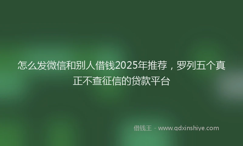 怎么发微信和别人借钱2025年推荐，罗列五个真正不查征信的贷款平台