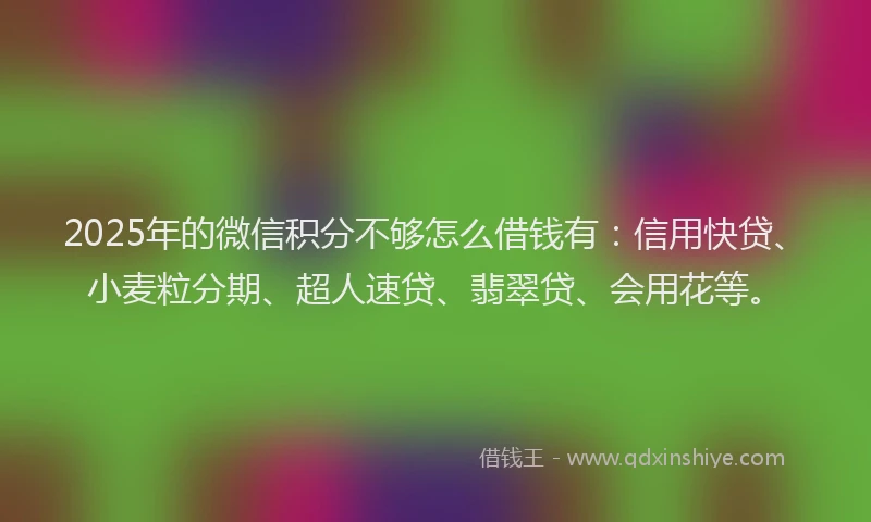 2025年的微信积分不够怎么借钱有：信用快贷、小麦粒分期、超人速贷、翡翠贷、会用花等。
