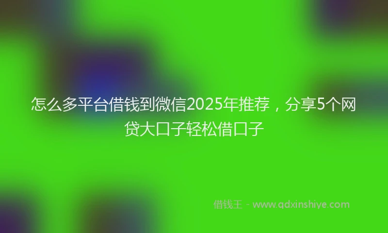 怎么多平台借钱到微信2025年推荐，分享5个网贷大口子轻松借口子