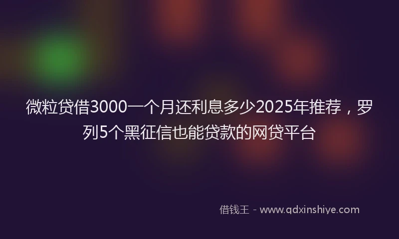 微粒贷借3000一个月还利息多少2025年推荐，罗列5个黑征信也能贷款的网贷平台
