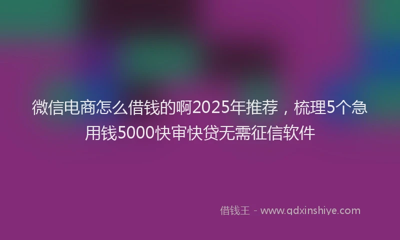 微信电商怎么借钱的啊2025年推荐，梳理5个急用钱5000快审快贷无需征信软件