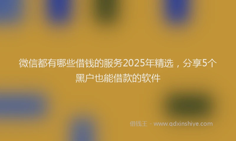 微信都有哪些借钱的服务2025年精选，分享5个黑户也能借款的软件