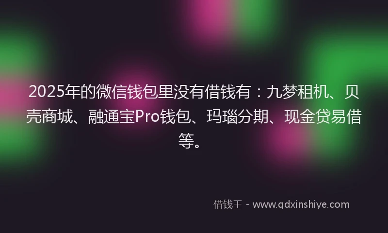 2025年的微信钱包里没有借钱有：九梦租机、贝壳商城、融通宝Pro钱包、玛瑙分期、现金贷易借等。