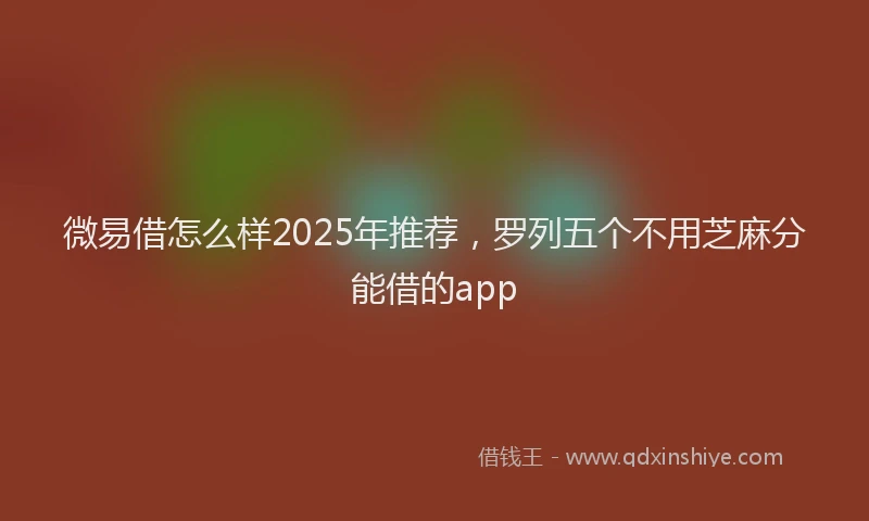 微易借怎么样2025年推荐，罗列五个不用芝麻分能借的app