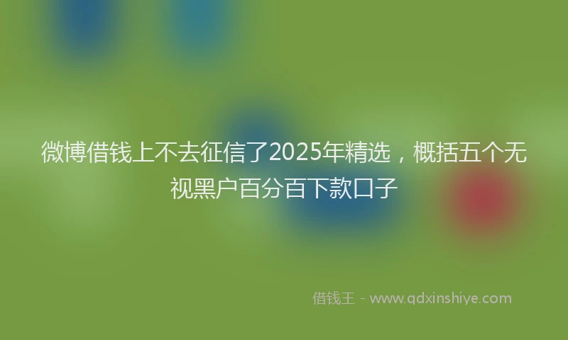 微博借钱上不去征信了2025年精选，概括五个无视黑户百分百下款口子