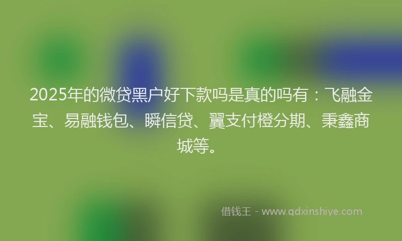 2025年的微贷黑户好下款吗是真的吗有：飞融金宝、易融钱包、瞬信贷、翼支付橙分期、秉鑫商城等。