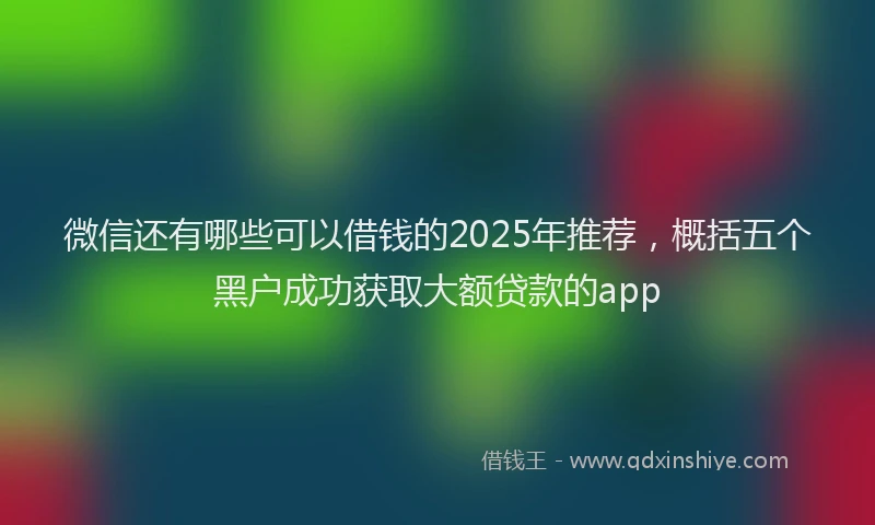 微信还有哪些可以借钱的2025年推荐，概括五个黑户成功获取大额贷款的app