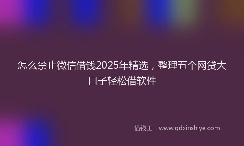 怎么禁止微信借钱2025年精选，整理五个网贷大口子轻松借软件