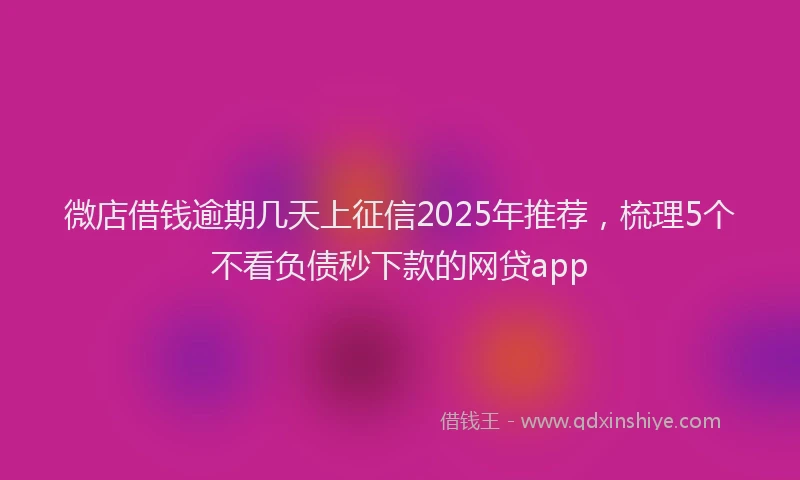 微店借钱逾期几天上征信2025年推荐，梳理5个不看负债秒下款的网贷app