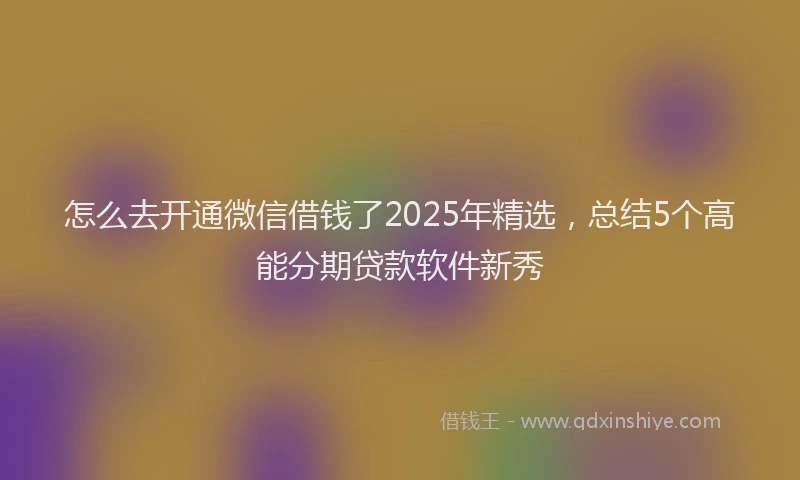 怎么去开通微信借钱了2025年精选，总结5个高能分期贷款软件新秀