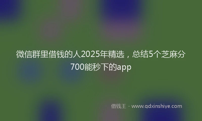 微信群里借钱的人2025年精选，总结5个芝麻分700能秒下的app
