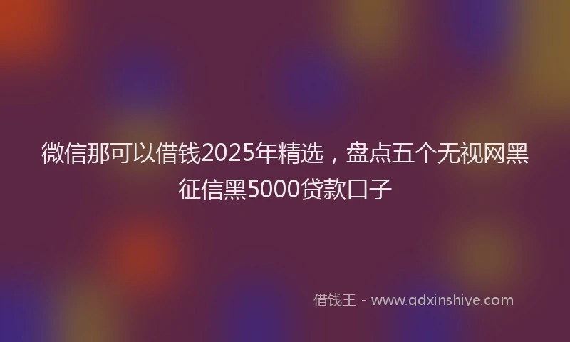 微信那可以借钱2025年精选，盘点五个无视网黑征信黑5000贷款口子
