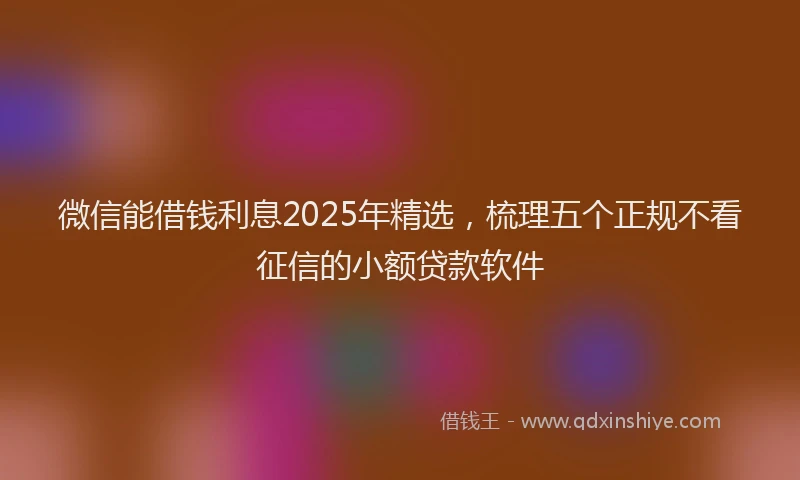 微信能借钱利息2025年精选，梳理五个正规不看征信的小额贷款软件