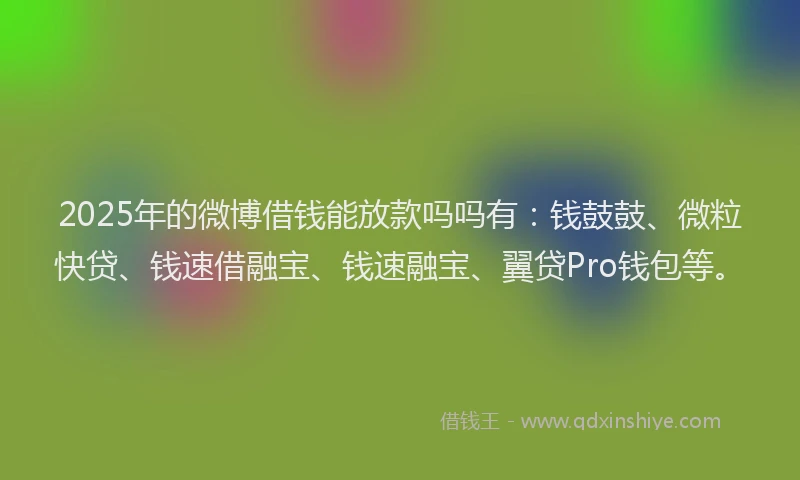 2025年的微博借钱能放款吗吗有：钱鼓鼓、微粒快贷、钱速借融宝、钱速融宝、翼贷Pro钱包等。