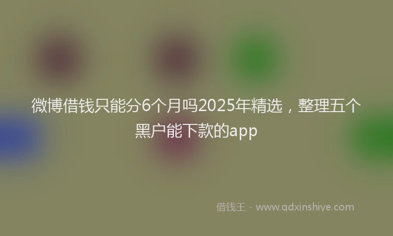 微博借钱只能分6个月吗2025年精选，整理五个黑户能下款的app