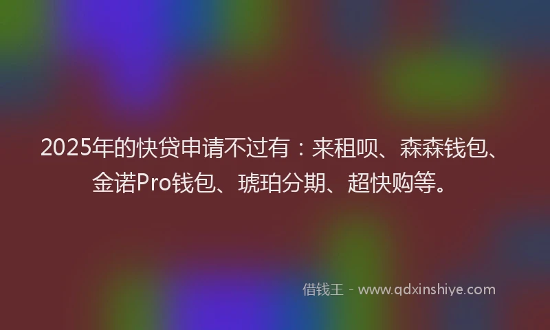 2025年的快贷申请不过有：来租呗、森森钱包、金诺Pro钱包、琥珀分期、超快购等。