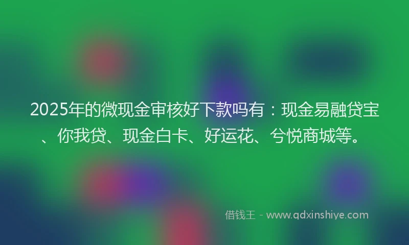 2025年的微现金审核好下款吗有：现金易融贷宝、你我贷、现金白卡、好运花、兮悦商城等。