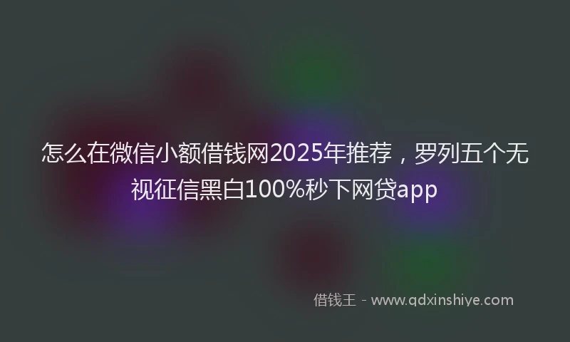 怎么在微信小额借钱网2025年推荐，罗列五个无视征信黑白100%秒下网贷app