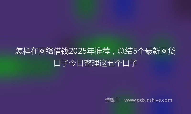 怎样在网络借钱2025年推荐，总结5个最新网贷口子今日整理这五个口子