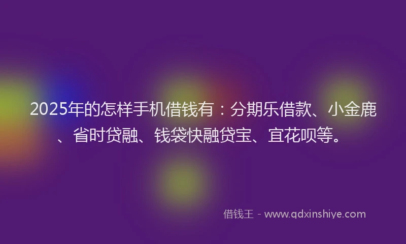 2025年的怎样手机借钱有：分期乐借款、小金鹿、省时贷融、钱袋快融贷宝、宜花呗等。
