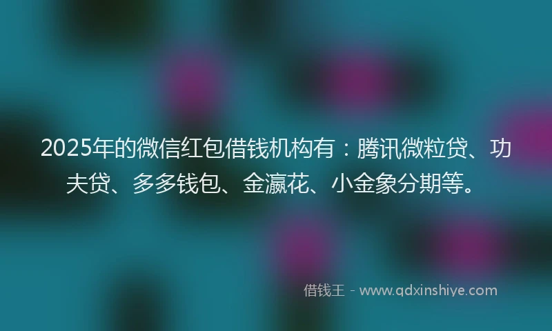 2025年的微信红包借钱机构有：腾讯微粒贷、功夫贷、多多钱包、金瀛花、小金象分期等。